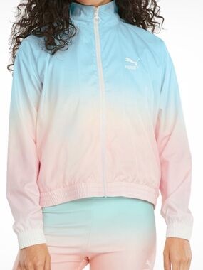 Puma Gloming Jacket Mint Green to Peach Ombre Windbreaker - Sz XL